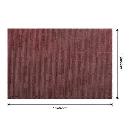 Leetaltree Burgundy Placemats Set of 6 - Heat Resistant Non-Slip Place mats for Dining Table, Washable Durable PVC Vinyl Woven Table Mats（Burgundy, 6）