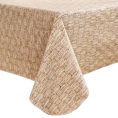 Walrus Heavy Duty Vinyl Tablecloth with Flannel Backing Waterproof Oil-Proof Plastic Table Cloth Stain-Resistant Wipeable Rectangle or Square Table Cover for Indoor and Outdoor (Weave, 54X54 Inch)