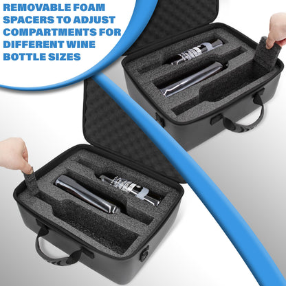CASEMATIX Wine Travel Case for 3 Bottles with Shock-Absorbing Foam & Adjustable Carrying Strap - Protective Wine Suitcase for Storage, Padded Wine Bag Tote Alcohol Carrying Case