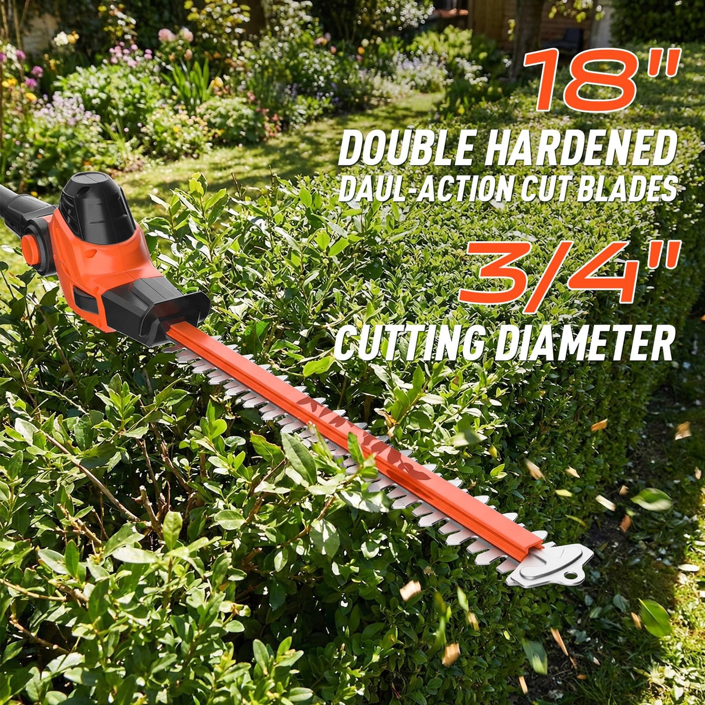 MAXLANDER 2-in-1 Cordless Pole Saw & Hedge Trimmer, 8-Inch Electric Pole Saw 18-Inch Pole Hedge Trimmer, 15ft Max Reach, 16ft/s Speed, Auto Oiling, with 20V 2X3.0Ah Battery & Charger for Tree Trimming