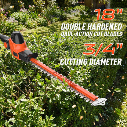 MAXLANDER 2-in-1 Cordless Pole Saw & Hedge Trimmer, 8-Inch Electric Pole Saw 18-Inch Pole Hedge Trimmer, 15ft Max Reach, 16ft/s Speed, Auto Oiling, with 20V 2X3.0Ah Battery & Charger for Tree Trimming