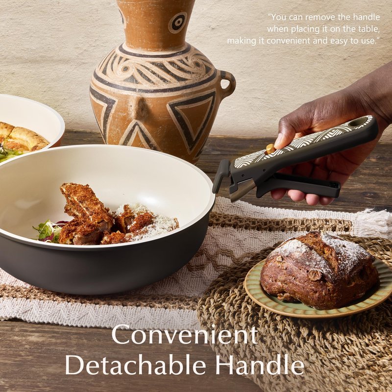 CAROTE 21-Piece Ceramic Cookware Set, Nonstick Pots and Pans Set with Detachable Handle, Non-Toxic Kitchen Cooking Set, Induction Compatible, Dishwasher & Oven Safe, Charcoal, Mothers Day Gifts