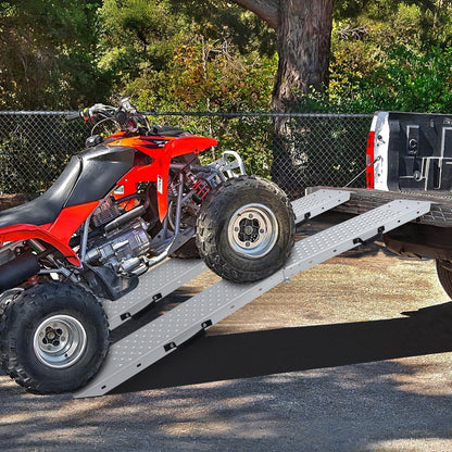 HQSLC 77.7 inches Long and 8.6 inches Wide Heavy Duty Folding Loading Ramp, 1500lb Capacity, Motorcycle; Lawn Mower; Snow Plough; Bikes; ATV; UTV; Golf Carts,Circular Hole, Pack of 2