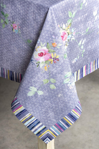 Maison d' Hermine Table Cloth Square Table 100% Cotton 54 x 54 Inches Tablecloth Reusable Decorative for Dining Kitchen Home Gifts for Mothers Day Spring Summer- Sweet Rose Lavender - Country Garden