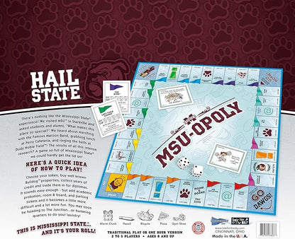 Late for the Sky Mississippi State University Opoly Board Game for 2–6 Players Ages 12+ College Campus Theme Family Strategy Party Game