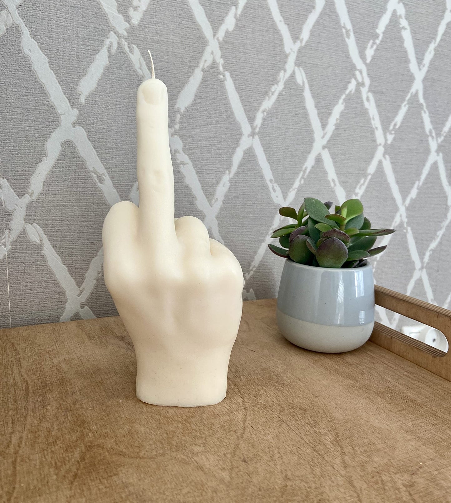 Big Fuck You Candle, Large Middle Finger Candle, Hand Gesture Candle, Homemade soy candle, Candle Gift, Funny candle, Scented candle (Beige, UNSCENTED)