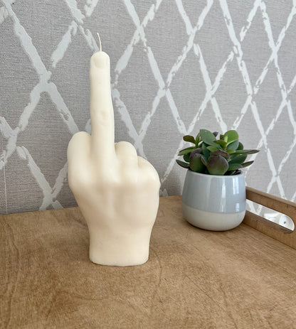 Big Fuck You Candle, Large Middle Finger Candle, Hand Gesture Candle, Homemade soy candle, Candle Gift, Funny candle, Scented candle (Beige, UNSCENTED)