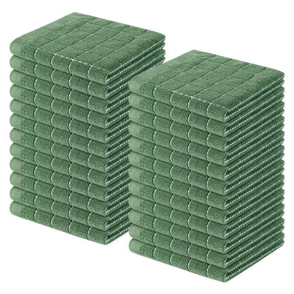Homaxy 100% Cotton Terry Kitchen Dish Cloths, Ultra Soft and Absorbent Dish Towels for Kitchen, Suitable for Drying and Washing Dishes, 24 Pack, 12 x 12 Inches, Grass Green