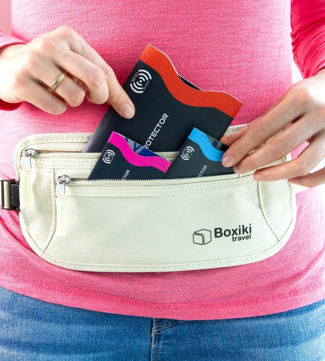 Boxiki Travel 7-Piece RFID Passport Holder & Card Sleeves – Block Electronic Theft for Credit Cards, IDs, and Passports – Perfect for Men & Women (Navy Blue)
