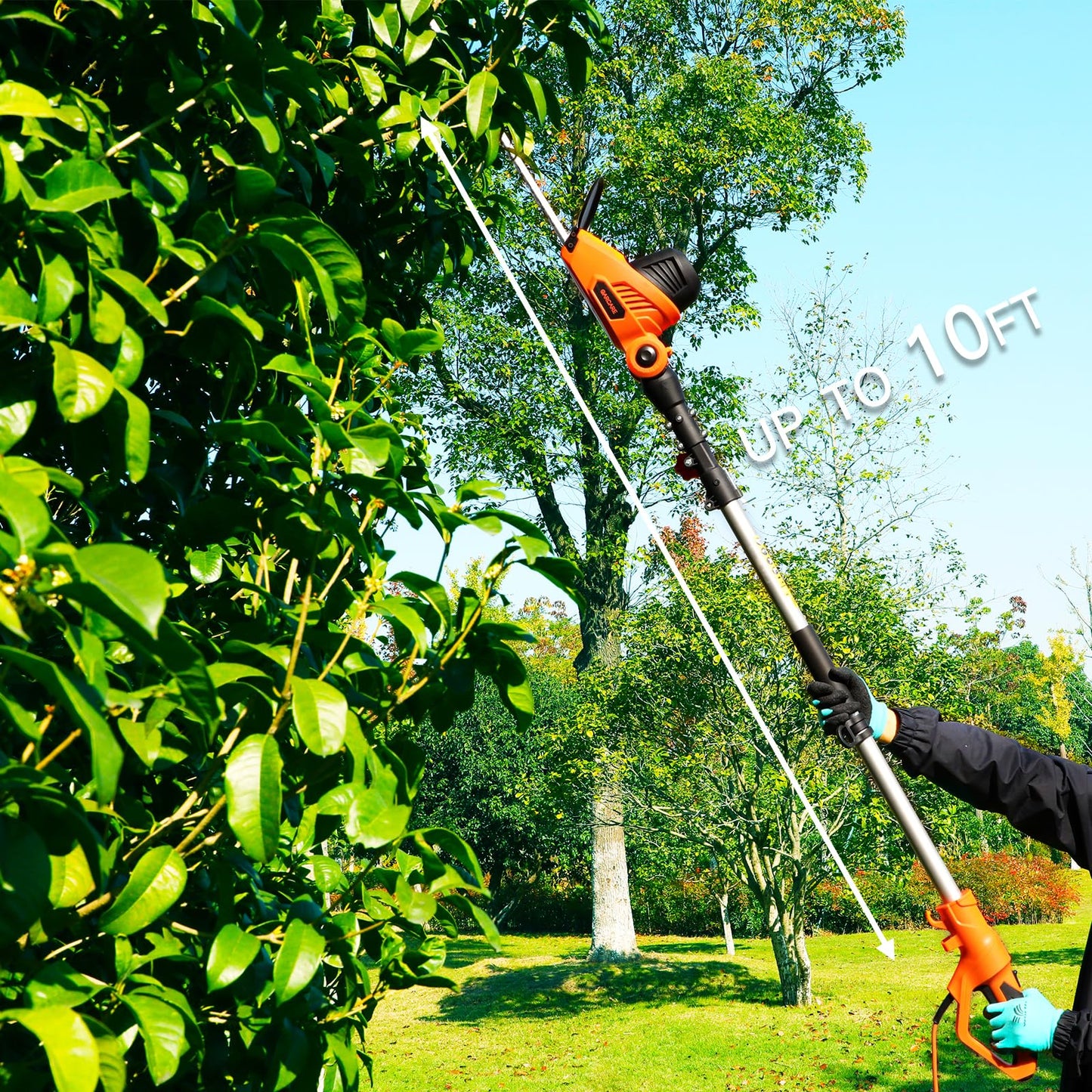 GARCARE Pole Hedge Trimmer Corded – 4.8A Electric Bush Trimmer with 18 Inch Dual-Action Blade, 6-Position Head & Long Reach Hedge Cutter for Tall Hedges, Shrubs