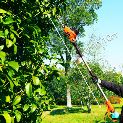 GARCARE Pole Hedge Trimmer Corded – 4.8A Electric Bush Trimmer with 18 Inch Dual-Action Blade, 6-Position Head & Long Reach Hedge Cutter for Tall Hedges, Shrubs