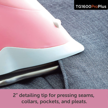 Oliso TG1600 Pro Plus 1800 Watt SmartIron with Auto Lift & Oliso Solemate Silicone Iron Soleplate Protector for TG Series Irons, Pink