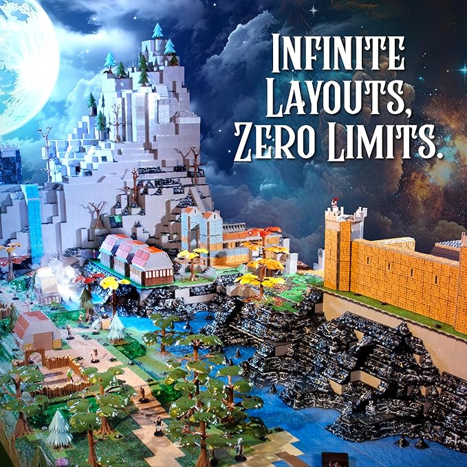 Monster Adventure Terrain - NEW! Builder Enhancement Set (212pc) - 3D Interchangeable Dungeon System w 24 New Tiles - Build Modular Worlds in a Snap &amp Elevate Your Campaign - Compatible with DND