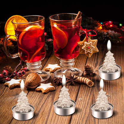 12 Pieces Christmas Tree Tealight Candles Handmade Delicate Tree Candles for Christmas Home Decoration Gifts (Silver)