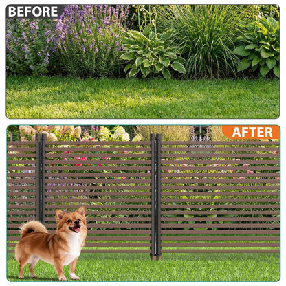 Garvee Privacy Fence Panels for Outside, 48" h×106" w 3-Panel No-Dig, Rustproof Decorative Garden Barrier, Air Conditioner Fence Panels, Pool Equipment Enclosure, Trash Can Screens, Easy Install