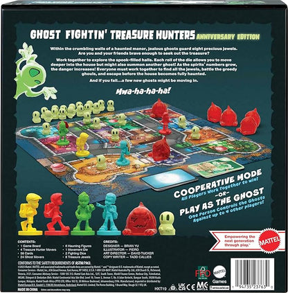Mattel Games Ghost Fightin’ Treasure Hunters Anniversary Edition Board Game Cooperative Family Game with Two Ways to Play Including a One vs. All Mode for 2-5 Players