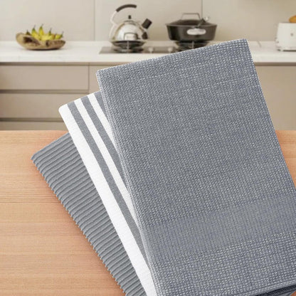 Homaxy Premium Kitchen Towels(18”x 28”, 6 Pack), Large Cotton 380 GSM Kitchen Hand Towels, Soft and Absorbent Terry Dish Towels, Multipurpose Tea Towel Set with Hanging Loop, Grey