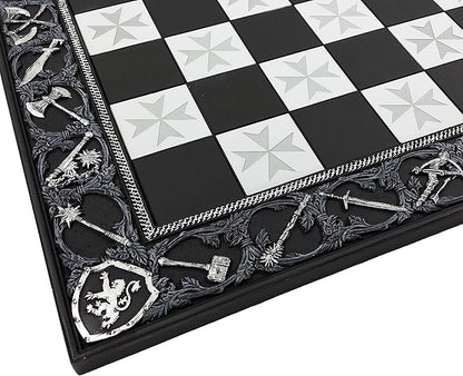 Medieval Times Crusades Red and White Armored Maltese Knights Chess Set with 17 Board
