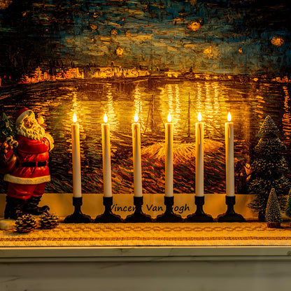 Homemory 6 Pcs Window Candles with Remote Timer Dimmer, Battery Operated Candlesticks with Holders and Suctions, White LED Christmas Candle for Window Xmas Holiday Decor