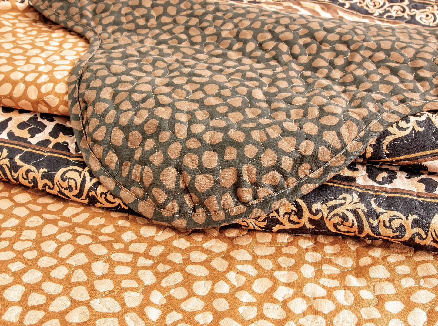 Masterplay 3-Piece Fine Animal Print Oversize (118" X 95") Quilt Set, Bedspread Coverlet (Caifornia) Cal King Size Bed Cover (Leopard Tiger Brown Black Stripe)