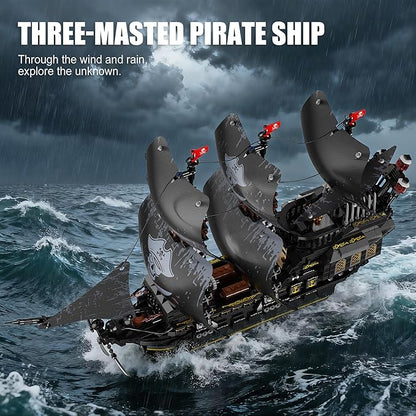 Pirate Ship Building Sets with LightsMOC Black Pearl Ships Building Blocks for AdultsPirate Boat Building ToysCollectible for Home DecorValentine Day Birthday Gift for Boys 8-14(2288Pcs)