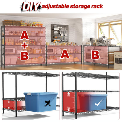 REIBII 3200LBS Storage Shelves 55.5" W Garage Shelving Heavy Duty 5 Tier Adjustable Wire Shelving Unit Metal Shelving for Garage Pantry Commercial Basement,55.5" W X 18''D X 71" H