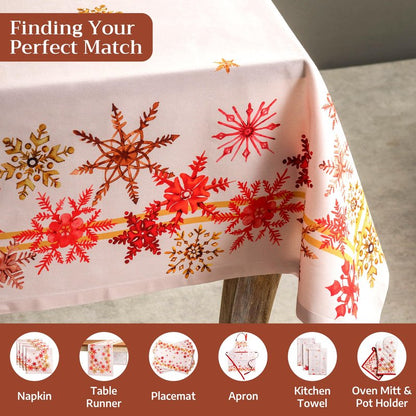 Maison d' Hermine Table Cloth Square Table 100% Cotton 60 x 60 Inches Fall Tablecloth Reusable Everyday Use for Thanksgiving Christmas Decorations Dining Farmhouse Party (Crystal Star)