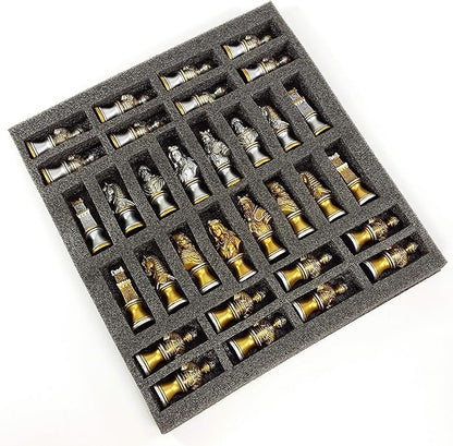 Medieval Times Crusades Knight Chess Men Set Gold &amp Silver Busts - NO Board