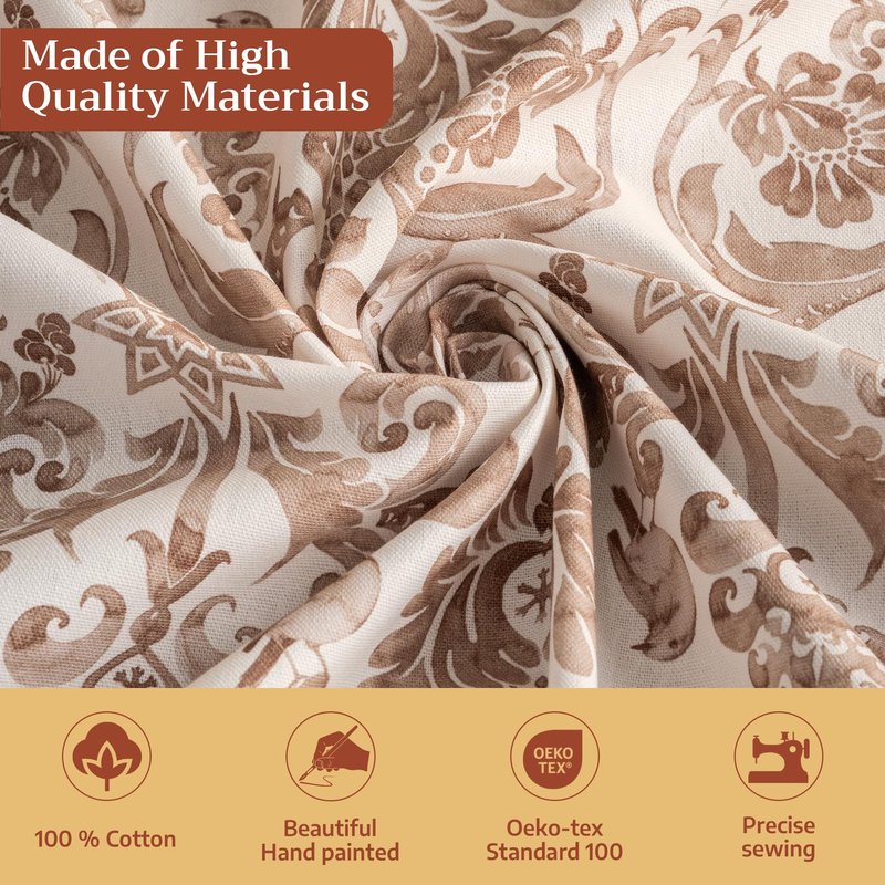 Maison d' Hermine Table Cloth Round Table 100% Cotton 63 Inches Fall Tablecloth Reusable Everyday Use for Thanksgiving Christmas Decorations Dining Farmhouse Party (Allure)