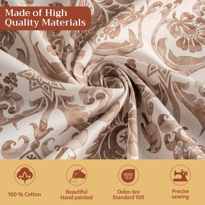 Maison d' Hermine Table Cloth Round Table 100% Cotton 63 Inches Fall Tablecloth Reusable Everyday Use for Thanksgiving Christmas Decorations Dining Farmhouse Party (Allure)