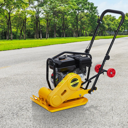 7HP Plate Compactor, 212CC Gas Engine, 4200 lbs Vibratory Compaction Tamper, Plate Power Jumping Jack Tamper, 5600 VPM Pavement Compactor for Walkways, Asphalts, Paver Landscaping