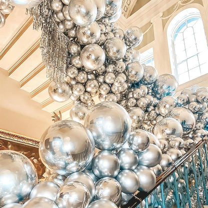 PartyWoo Silver Balloons 100pcs 12 Inch Silver Latex Helium Balloons for Birthday Wedding Anniversary Graduation Bachelorette Engagement Bridal Shower Retirement Party Decorations Silver-G102