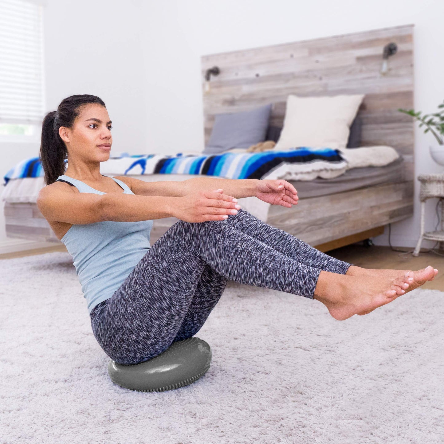 ProsourceFit Core Balance Disc Trainer, 14” Diameter with Pump for Improving Posture, Fitness, Stability, Grey