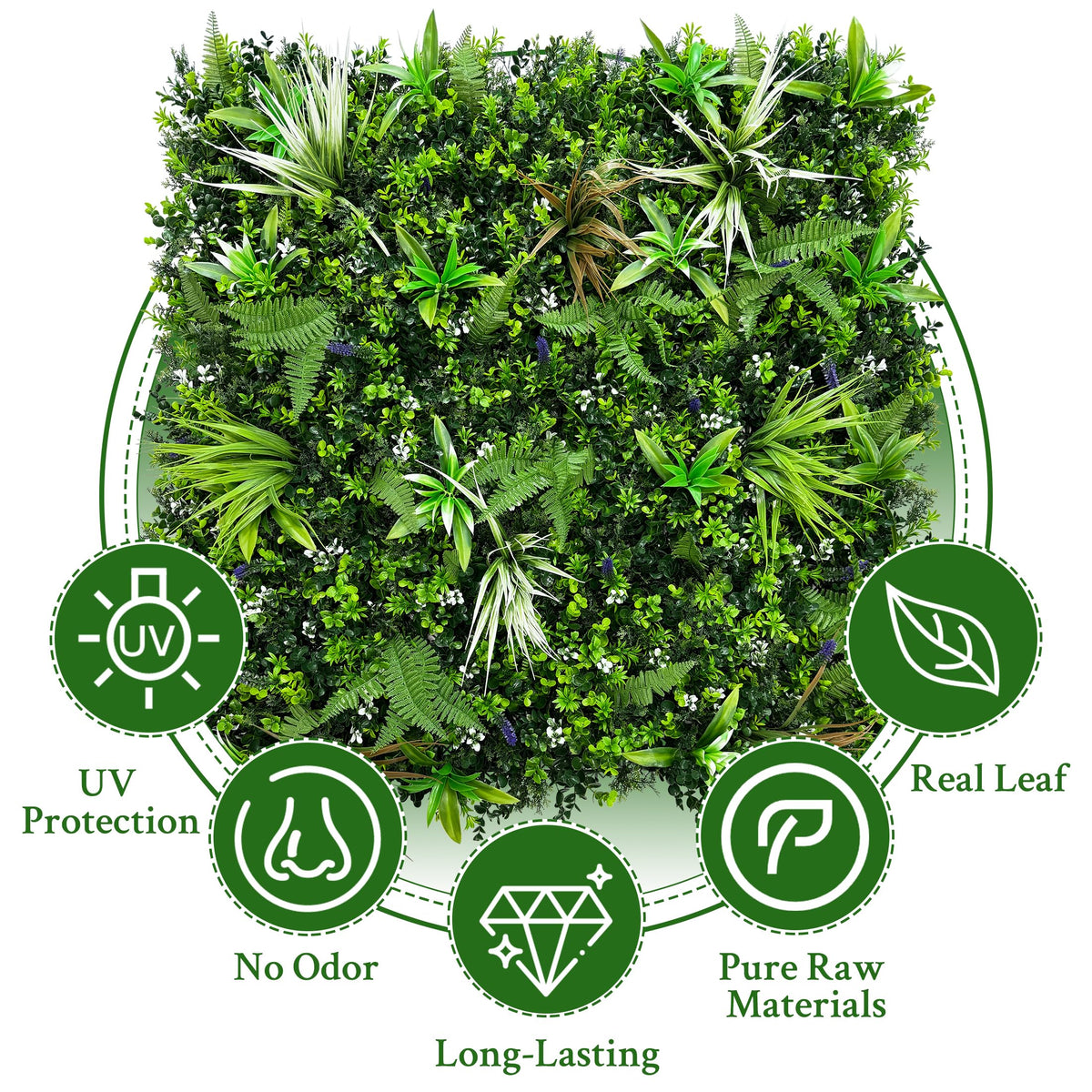 ODTORY Artificial Boxwood Topiary Hedges Panels: 20'' x 20'' 12P UV-Protected Privacy Faux Grass Backdrop Fence Screen for Patio, Balcony, Garden, Backyard Indoor Outdoor Green Wall Decor