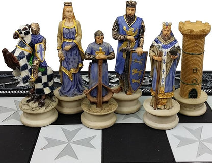 HPL Medieval Times Crusades King Richard Christian Knights Chess Set with 17 Maltese Board