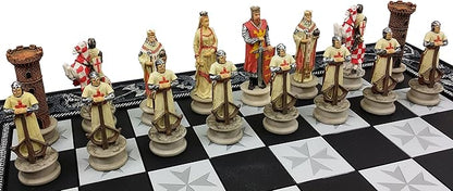 HPL Medieval Times Crusades King Richard Christian Knights Chess Set with 17 Maltese Board