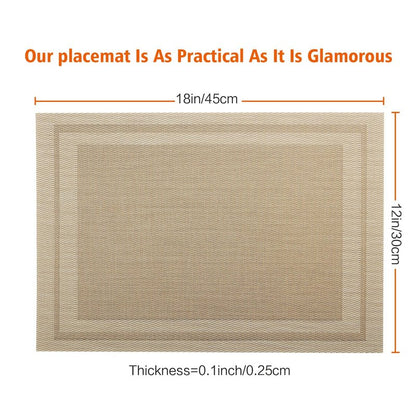 Bxzandya Placemats Set of 8,Washable,Heat and Stain Resistant Indoor/Outdoor Place mats,Vinyl Woven Non Slip Table Mats for Restaurant Table Protection,PVC Placemats(Beige,8PCS)