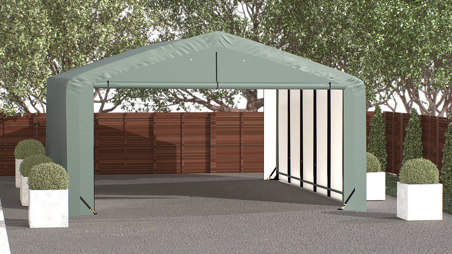 ShelterLogic ShelterTube Garage & Storage Shelter, 20' x 27' x 10' Heavy-Duty Steel Frame Wind and Snow-Load Rated Enclosure, Green