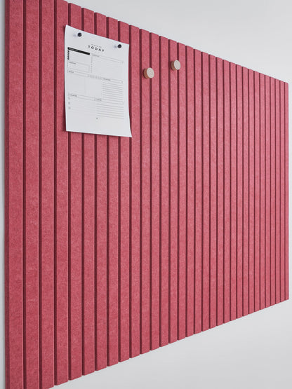 VIVELDA Felt Bulletin Board Tiles 48"x36" - 12-Pack Cork Board Alternative, Oeko-TEX Certified, NRC 0.95 Acoustic Wall Panels, Damage-Free Adhesive, Slatted Design, Home Office & Classroom (Burgundy)