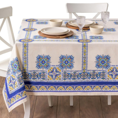 Maison d' Hermine Premium Table Cloth Rectangle Table 100% Combed Cotton 140 x 70 Inches Tablecloth Reusable Decorative for Dining Room, Farmhouse, Home, Party, Festive & Wedding - Sciacca