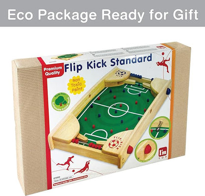 Flipkick: Wooden Tabletop Football/Soccer Pinball Games Indoor Portable Sport Table Board for Kids and Family