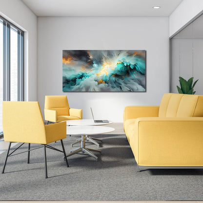 LAOTOART Snowy Mountain Wall Canvas Art for Living Room - Natural Landscape Art Work for Office Walls - Teal Bedroom Wall Decor Above Bed Size 24" x 48"