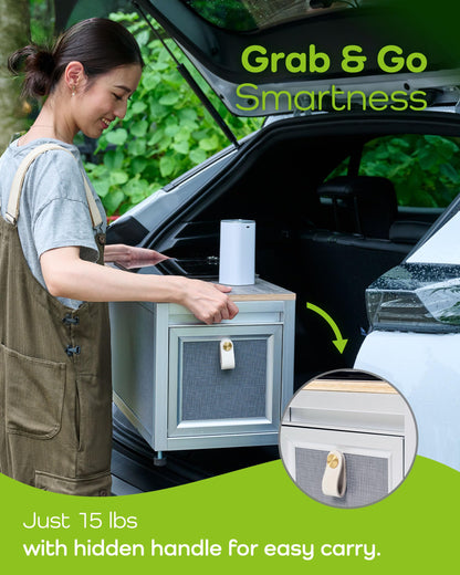 304 Stainless Steel Portable Camping Sink – Heavy Duty Outdoor Handwash Station w/Touchless Faucet, Folding Table & Cabinet – For RV, Backyard & Kids