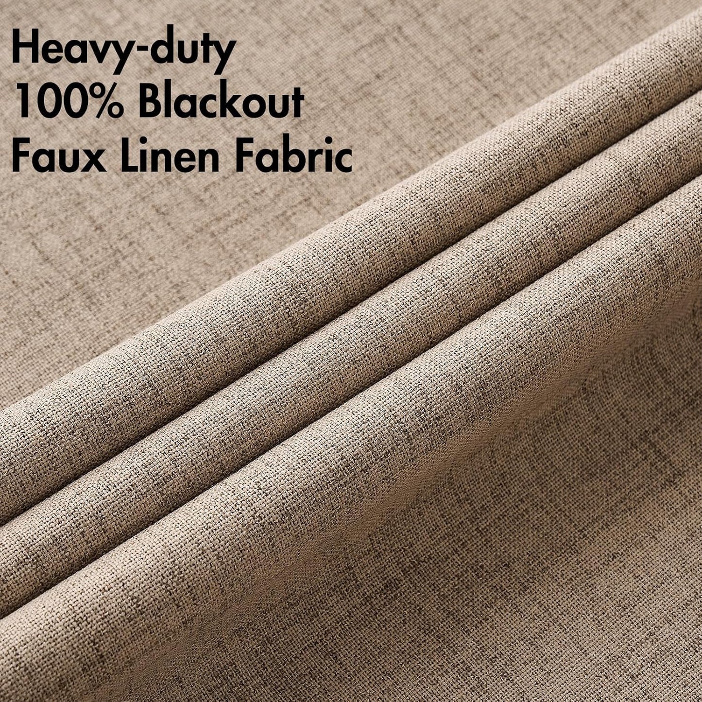 MIULEE Blackout Linen Textured Curtains - Thermal Insulated Copper Brown Drapes | 52 x 90 Inch (2 Panels)