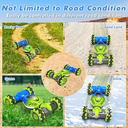 Gesture RC Car 2.4GHz 4WD Gesture Sensing RC Stunt Car Toys for 6-12 Years Old Boys Girls Hand Controlled Remote Drift Twist Offroad 360° Rotation with Lights Music for Birthday Gifts