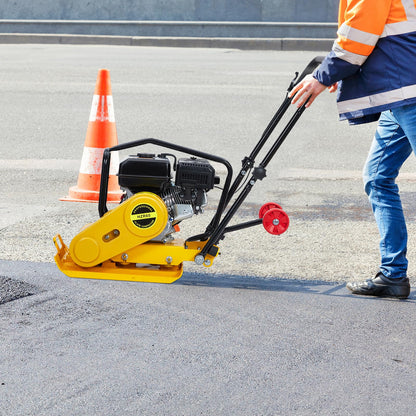 7HP Plate Compactor, 212CC Gas Engine, 4200 lbs Vibratory Compaction Tamper, Plate Power Jumping Jack Tamper, 5600 VPM Pavement Compactor for Walkways, Asphalts, Paver Landscaping