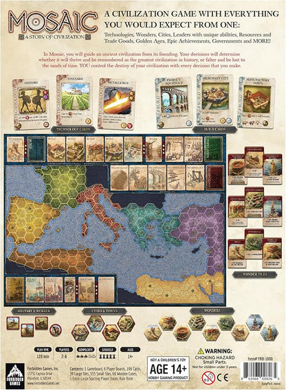 Mosaic: A Story of Civilization - Strategy Board Game for Adults and Family | Fast Fun Action-Selection and Area Control Game | 1-6 Players | Ages 14 and Up | 120 Minutes | by Forbidden Games
