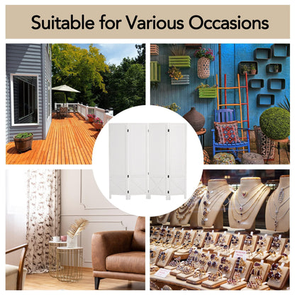 Wnutrees 4 Panel Pegboard Display, 5 Ft Wood Folding Privacy Screens Room Divider, Portable Freestanding Display Board for Craft/Art Shows, Retail, Events, Wall Organizer, Rustic Barnwood, White