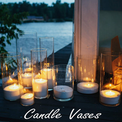 CYS EXCEL (H:12" D:6") Large Cylinder Clear Glass Vase for Wide Bouquet Flower Vase Centerpieces Display Hurricane Floating Candle Holder
