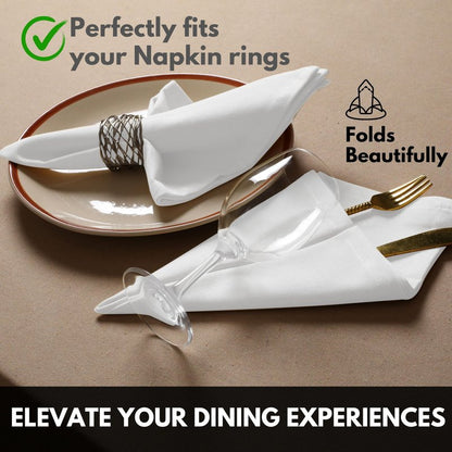 Softopia Cotton Cloth Napkin 100% Cotton Set of 12 Decorative Washable Table Napkins for Dining, Home, Wedding, Banquet - White (17"x17")